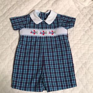 Smocked airplane shortall